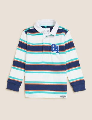 Pure Cotton Striped Rugby Shirt (2-7 Yrs)