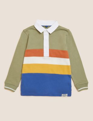 Pure Cotton Colour Block Rugby Shirt (2-7 Yrs)