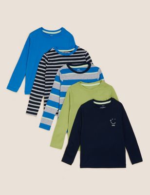 5pk Cotton Rich Patterned Tops (2-7 Yrs)