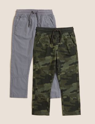 2pk Pure Cotton Camouflage Ripstop Trousers (2-7 Yrs)