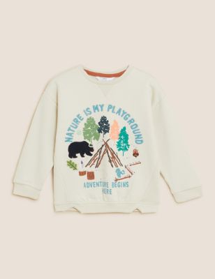 Cotton Rich Nature Slogan Sweatshirt (2-7 Yrs)