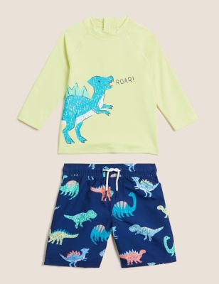 2pc Dinosaur Rash Vest & Swim Shorts (2-7 Yrs)