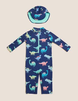 Dinosaur All In One Swimsuit and Hat Set