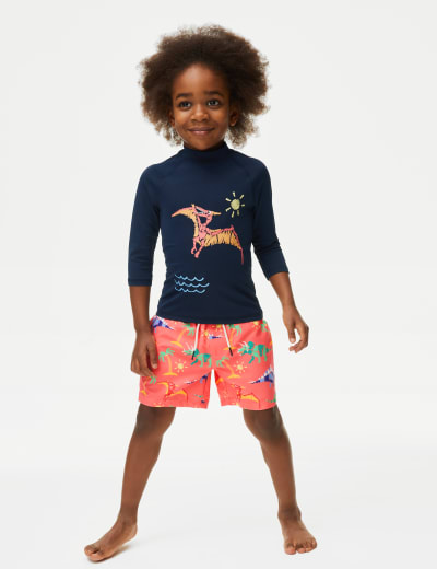 2pc Dinosaur Rash Vest Swim Shorts 2 7 Yrs M S Collection M S