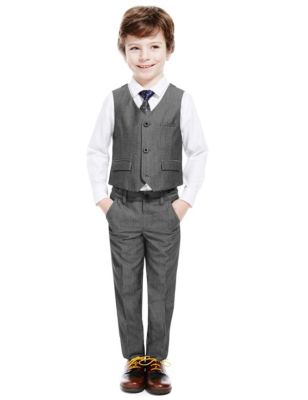 4 Piece Waistcoat, Shirt, Tie & Supercrease™ Trousers Outfit (1-10 Years)