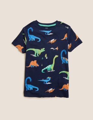 Cotton Rich Dinosaur Print T-Shirt (2-7 Yrs)