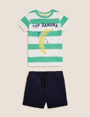 Cotton Rich Striped Top & Bottom Outfit (2-7 Yrs)