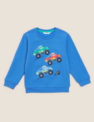 Cotton Rich Monster Truck Sweatshirt (2-7 Yrs)