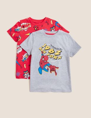 2pk Cotton Rich Spider-Man™ T-Shirts (2-7 Yrs)
