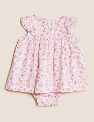 Pure Cotton Floral Bodysuit Dress (7lbs - 12 Mths)