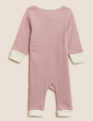 Ex Store Baby Girls Pink Stripe Spotty 2 Pack Sleepsuits Babygrow N/B 3/6 Mths 