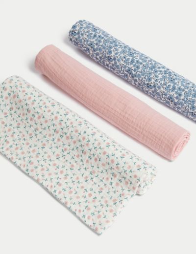 5pk Pure Cotton Muslin Squares, M&S Collection