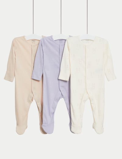 Organic Cotton Bunny Sleepsuit 0 3 Yrs Frugi M S