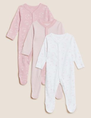 3pk Pure Cotton Printed Sleepsuits (5lbs - 3 Yrs)