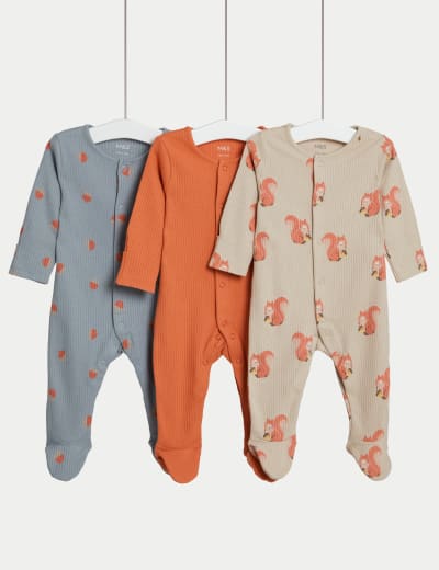 3pk Pure Cotton Sleepsuits (6½lbs-3 Yrs) 2 of 2