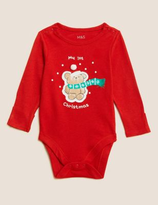 Pure Cotton My First Christmas Bodysuit (7lbs - 12 Mths)