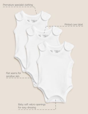3pk Organic Cotton Premature Bodysuits (3lbs-4lbs)