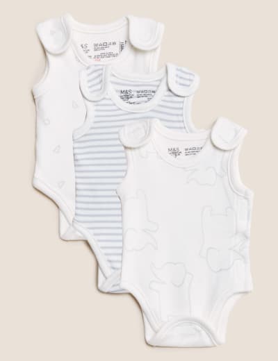 3pk Pure Cotton Adaptive Bodysuits (3-16 Yrs)