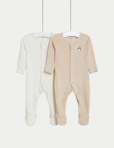 2pk Cotton Rich Panda Sleepsuits (6½lbs-3 Yrs) 1 of 2
