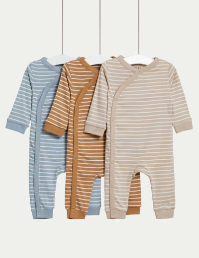 5pk Pure Cotton Striped Bodysuits (0-3 Yrs)