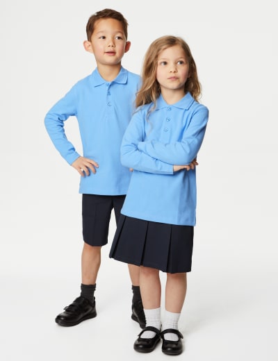 Unisex Long Sleeve Polo Shirt 2 16 Yrs M S Collection M S