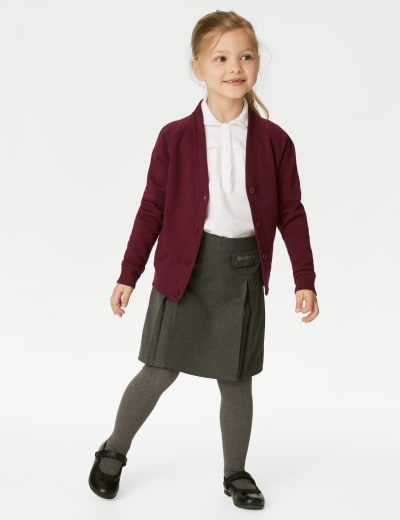 Girls burgundy school cardigan cheap