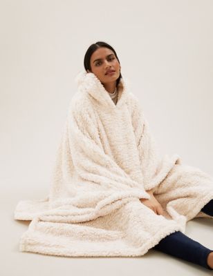 Teddy Fleece Ultra Thermal Adults' Hooded Blanket