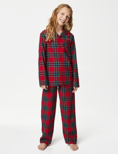 Pure Cotton Checked Pyjamas 2 13 Yrs Cyberjammies M S
