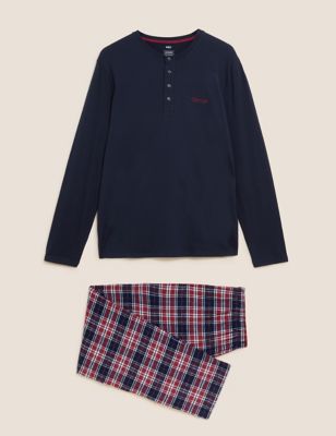 Personalised Men's Brushed Cotton Pyjama Set