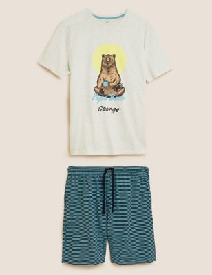 Personalised Pure Cotton Bear Pyjama Set