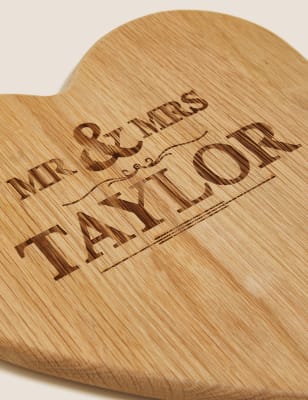 Personalised Mr & Mrs Heart Chopping Board