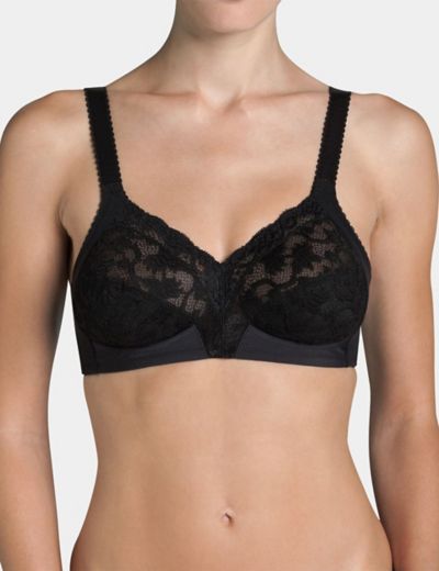 Marks & Spencer Cotton & Lace Non Wired Total Support Bra T338000BLACK (34F)