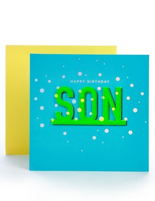 Son Neon Letters Birthday Card