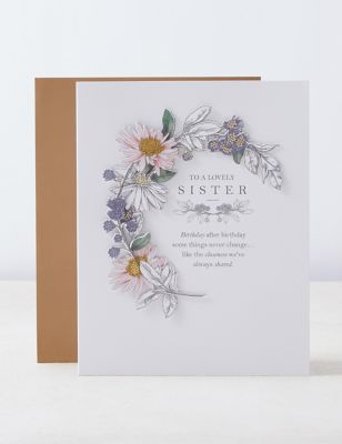 Sister 3D Effect Floral Birthday Card