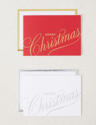 Luxury Text Charity Christmas Cards - 16 Card, 2 Pack Set