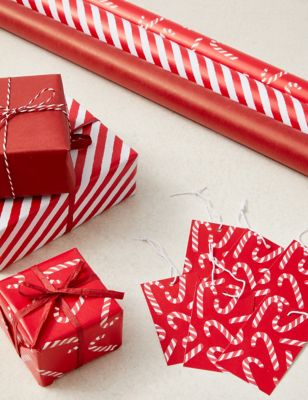 Candy Cane Theme Christmas Wrapping Paper & Accessory Pack
