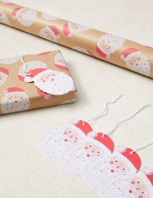 Santa Claus Christmas Wrapping Paper & Gift Tags Pack