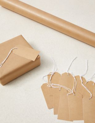 Natural Kraft Christmas Wrapping Paper & Gift Tags Pack