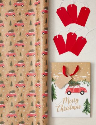 Retro Christmas Wrapping Paper, Gift Bag & Tags Pack