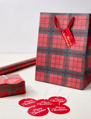 Tartan Christmas Wrapping Paper, Gift Bag & Tags Pack