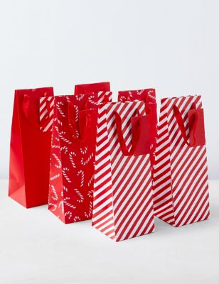 Red & White Christmas Bottle Bag Trio - Twin Pack - 6 Bags