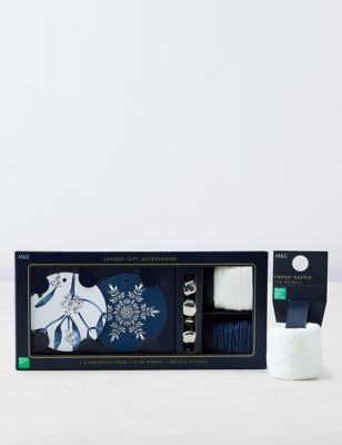 Christmas Gift Wrapping Accessory Pack - Blue & White
