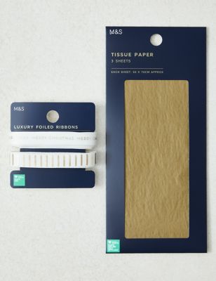 Christmas Tissue Paper & Ribbon Pack - Gold