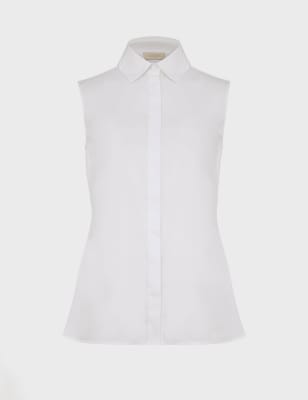 fitted white sleeveless top