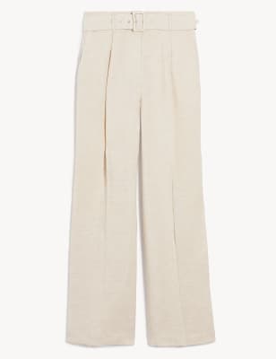 m and s white linen trousers