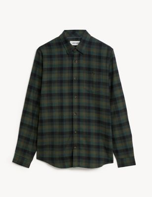 Cotton With Wool Flannel Checked Shirt