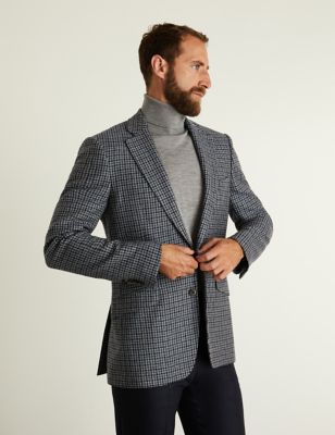 Tailored Fit Wool Rich Houndstooth Jacket