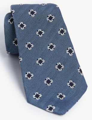 Italian Silk And Cotton Floral Spotted Tie