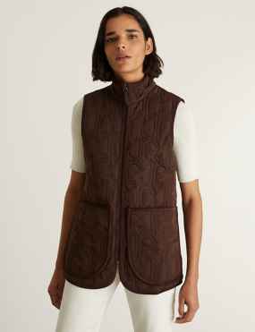Womens Clothing Jackets Waistcoats and gilets JJXX Padded Gilet With Funnel Neck in Brown 