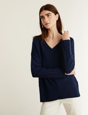 Wool Rich V-Neck Jumper with Cashmere